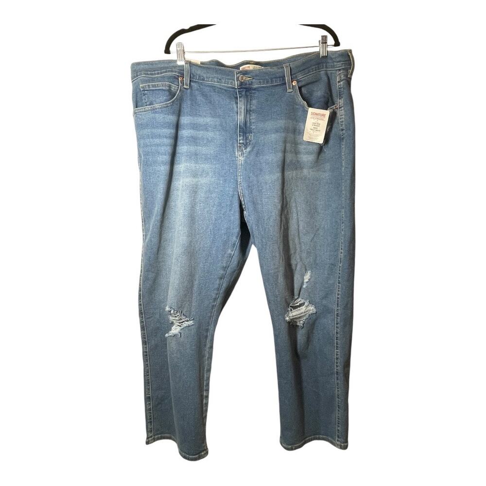 Signature Levi's High Rise Straight NWT 24 Ripped Knee Stretchy